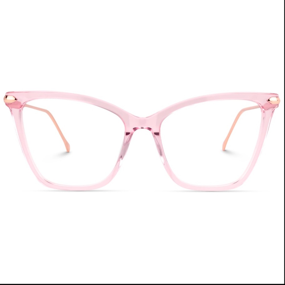 ZEELOOL Pale Pink -5.00 Prescription Large Catseye Frame Fashion Glasses - Picture 14 of 15